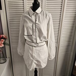 2 Piece Short Set by Commense - XL White w/Charcoal Trim